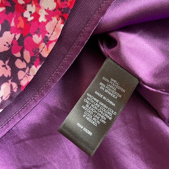 Express Floral Pink Purple Ruffle A-Line Sleeveless Mini Dress XS with Pockets - Picture 13 of 13